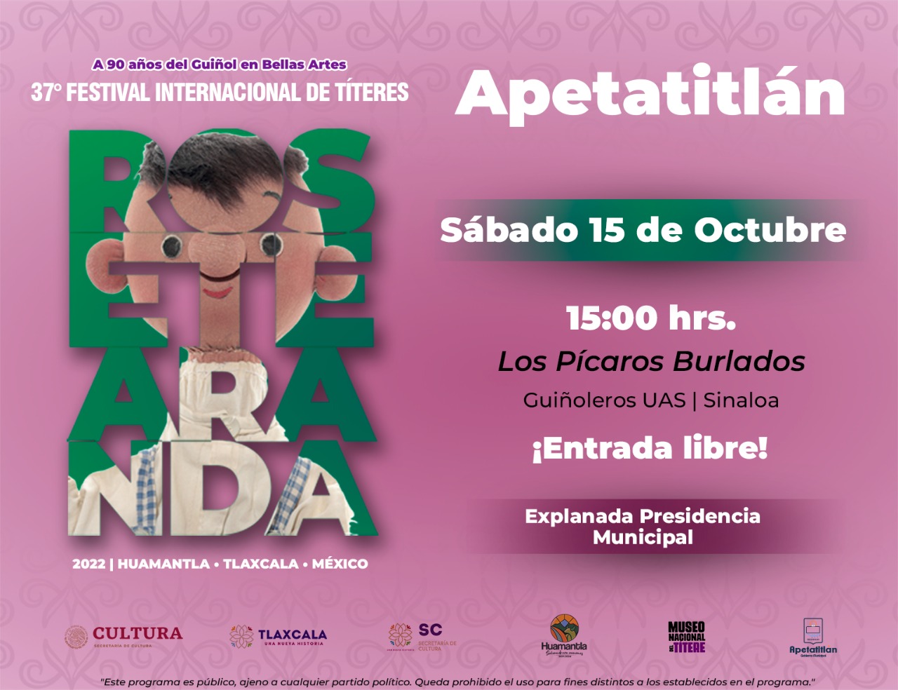 El Festival Internacional de Títeres 'Rosete Aranda' llega a Apetatitlán